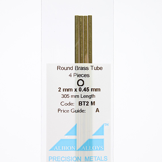 BT2M 真鍮管 (2mm x 0.45mm) 4本入り